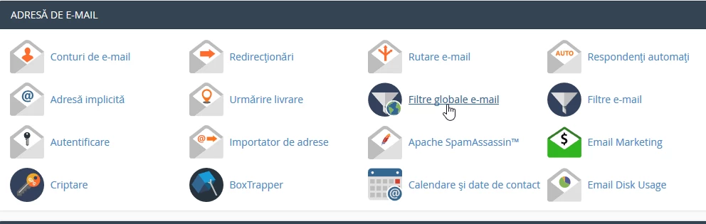 Filtre globale e-mail