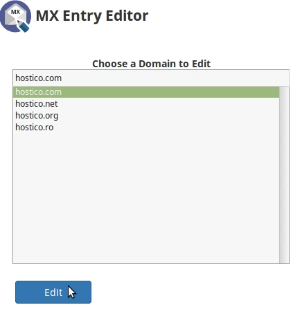 Domeniu  MX Entry Editor