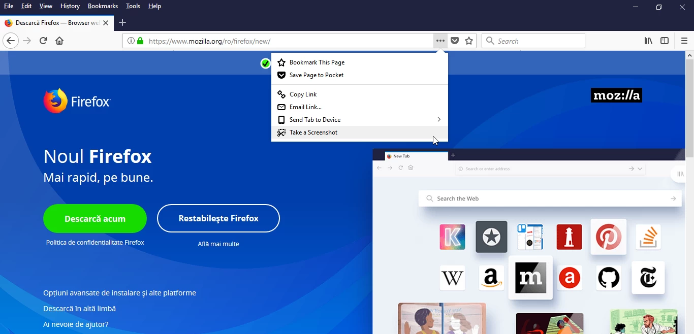 Take a screenshot firefox